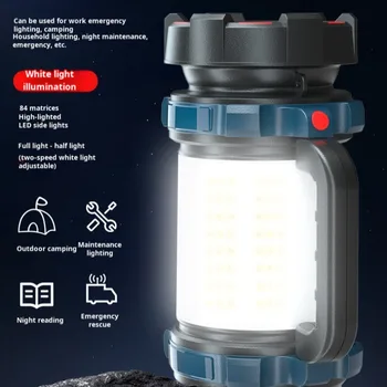 Портативный многофункциональный фонарик для кемпинга, прожектор аварийного освещения, USB-выход для зарядки Изображение 2
