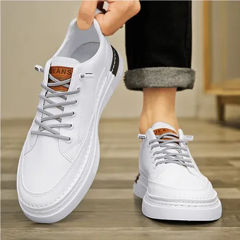 Мужская обувь, осенняя маленькая обувь для белой доски, трендовая универсальная обувь, мужская легкая износостойкая нескользящая повседневная кожаная обувь