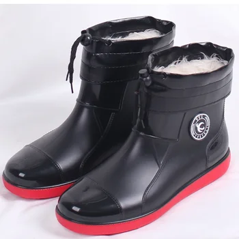 Зимние мужские непромокаемые ботинки DSankle, ветрозащитные хлопковые непромокаемые ботинки, теплая модная обувь для рыбалки без шнуровки, Водонепроницаемые рабочие ботинки, Большие размеры 49 Изображение 2