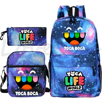 Школьный рюкзак Toca Life World, 3 шт., комплект, детский мультяшный рюкзак, школьный рюкзак для мальчиков и девочек, подарок студентам обратно в школу