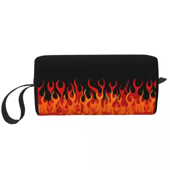 Дорожная сумка для туалетных принадлежностей Hot Fire Red Flames, Модный Винтажный Эстетический Органайзер для косметики в стиле Поп-арт, Коробка для хранения косметики Dopp Kit Box