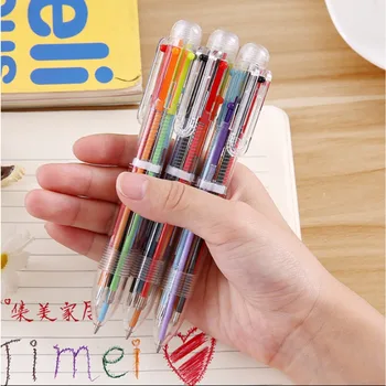6 Цветная шариковая ручка 0,7 мм Канцелярские Принадлежности Масляная ручка Студенческий приз Многоцветная шариковая ручка Пресс-ручка Цветная масляная ручка