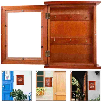 Небольшой деревянный шкаф для ключей с настенным креплением, Винтажный декоративный деревянный держатель для ключей