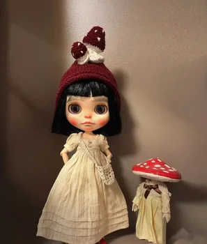 Шерстяная шапка ручной работы Blythe hat Mushroom Fairy (подходит для аксессуаров blythe 、 qbaby Doll)