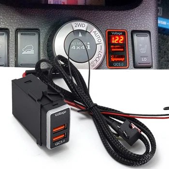 QC 3.0 QuickCharger с двойным портом USB-адаптера для телефона, светодиодный цифровой вольтметр для Nissan