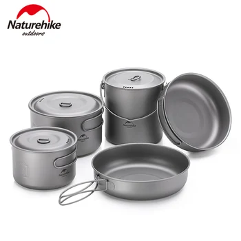 Титановая посуда Naturehike, посуда для пикника на открытом воздухе, посуда для пеших прогулок, складной горшок, сковорода, Титановая чашка, посуда для кемпинга