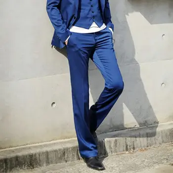 Модные высококачественные хлопковые мужские костюмные брюки, прямые весенне-осенние Длинные мужские Классические деловые повседневные брюки полной длины E33 Изображение 2