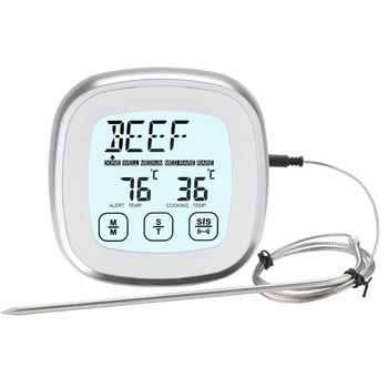 Цифровой термометр для мяса Для приготовления на кухне в духовке-гриль, мгновенный датчик температуры С металлическими проводными зондами