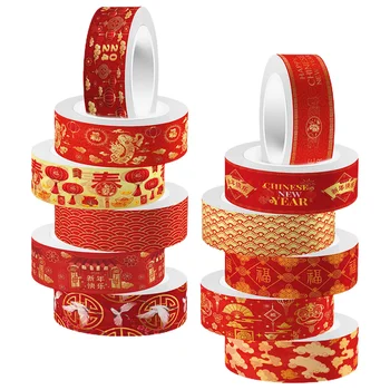 12 рулонов ленты Васи В китайском новогоднем стиле, Красный набор для весеннего фестиваля 2024, ленты для скрапбукинга 