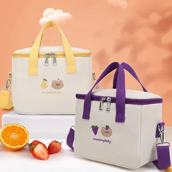 Женская милая сумка для ланча, изолированная холщовая сумка-холодильник для девочек, Алюминиевая фольга, термос для еды, Семейный школьный контейнер для пикника Изображение 2