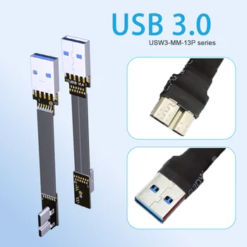 ADT-Link USB 3.0 Micro B к Адаптеру Type-A Fold 90 Up Down FPC Ленточный Плоский Кабель USB 3.0 5 Гбит/с от мужчины к мужчине для Антенны Дрона FPV Изображение 2