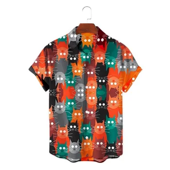 Мужские рубашки с 3D-принтом в виде милого животного Павлина, Гавайская рубашка с коротким рукавом Для мужчин, уличная модная пляжная рубашка, Свободные повседневные топы Изображение 2