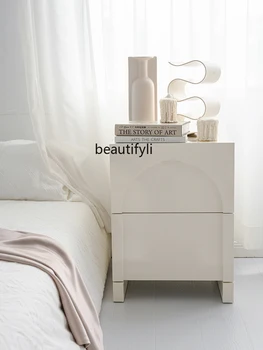 Простой прикроватный столик во французском скандинавском стиле, Современный минималистичный прикроватный шкаф в спальне в стиле Ins, Небольшая светлая роскошная мебель Изображение 2