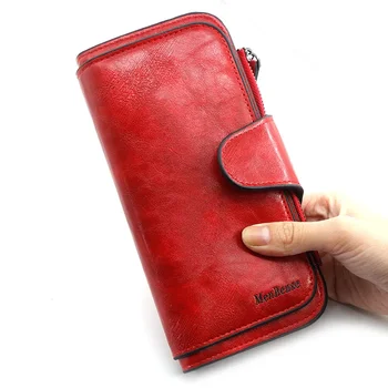 Новый Универсальный женский длинный кошелек в стиле ретро, персонализированный кошелек, простая однотонная женская сумочка Изображение 2