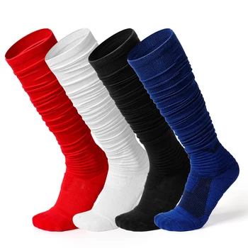 Спортивные носки для футбола с подкладкой для мужчин и мальчиков, спортивные носки для футбола с подкладкой, удлиненные нескользящие спортивные футбольные чулки Изображение 2