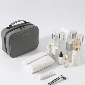 Легкая роскошная многослойная сумка для сухих и влажных туалетных принадлежностей, косметичка, Складная дорожная сумка для хранения косметики