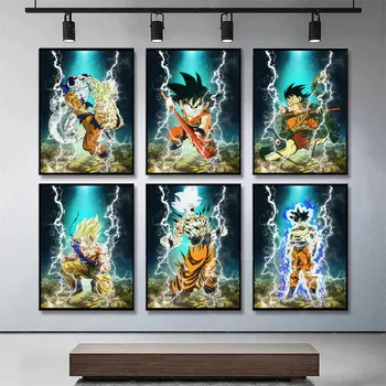 Японское Классическое аниме, окружающее Dragon Ball Плакат Супер Сайян Гоку Бульма Холст Картина Подарок Фон для домашнего декора Изображение 2