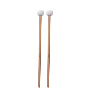 2 Барабанные палочки Белые войлочные барабанные палочки для литавр Аксессуары для малого барабана