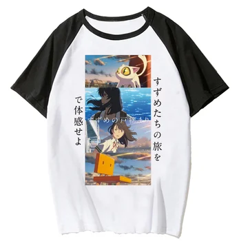 Suzume top женская футболка японской манги для девочек harajuku anime clothes Изображение 2