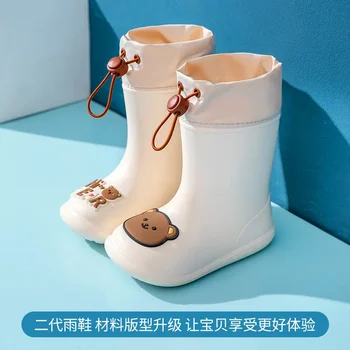 Мультяшные детские непромокаемые ботинки для малышей, водонепроницаемая детская обувь из ЭВА, легкая теплая детская водонепроницаемая обувь, нескользящая на четыре сезона Изображение 2