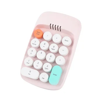 Беспроводная цифровая клавиатура, Ретро-клавиатура для пишущей машинки, цифровые клавиатуры Numpad 18 клавиш, мини-клавиатура Bluetooth 2,4 ГГц (розовая)
