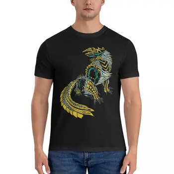 Футболки Zinogre, мужские винтажные футболки из 100% хлопка с круглым вырезом, футболка M-Monster Hunter World Game, одежда с коротким рукавом, Оригинальная
