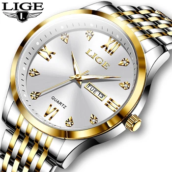 Новые роскошные мужские часы LIGE, бизнес-лидирующий бренд, мужские наручные часы, водонепроницаемые, со светящейся датой недели, кварцевые мужские часы высокого качества + коробка