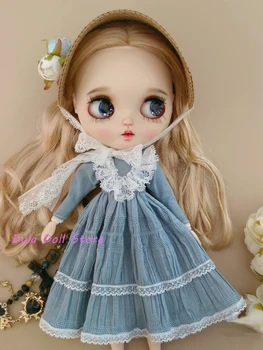 (Специальная распродажа) Кукольная одежда Dula Платье Синее осеннее с длинными рукавами двойная юбка Blythe ob24 Bjd Doll