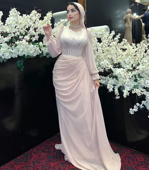 Женская одежда Santorini Dubai, Шифоновые платья для выпускного вечера, дизайн Рыбьей кости, вечерние платья с длинными рукавами, вечернее платье для вечеринок Изображение 2