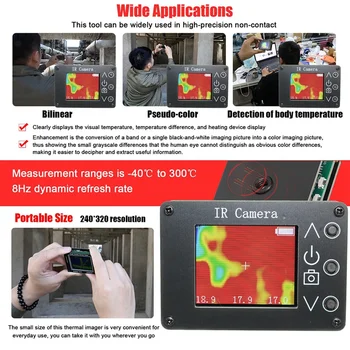 1 комплект MLX90640 Инфракрасный тепловизор Датчик температуры Ручной 1,8-дюймовый ЖК-цифровой дисплей ИК-термограф Камера Изображение 2