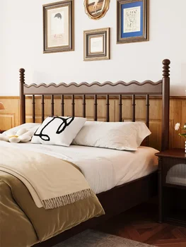 Французская винтажная кровать из массива дерева, главная спальня, мебель из орехового дерева в загородном стиле