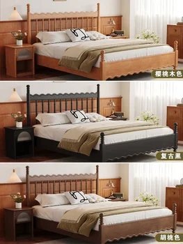 Французская винтажная кровать из массива дерева, главная спальня, мебель из орехового дерева в загородном стиле Изображение 2