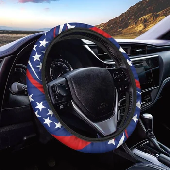 Универсальная крышка рулевого колеса для грузовика, внедорожника, седана, мягкая защита рулевого колеса автомобиля с американским флагом, 15-дюймовые автомобильные аксессуары