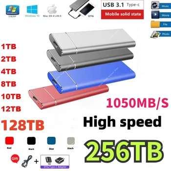 Высокоскоростной SSD внешний жесткий диск 1 ТБ Высокоскоростной портативный мобильный жесткий диск 2 ТБ Оригинальный внешний жесткий диск подходит для Mac /ПК