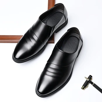 2023 Мужская повседневная обувь в деловом стиле из натуральной кожи, модная, элегантная, роскошная, высококачественная, удобная обувь-дерби Изображение 2