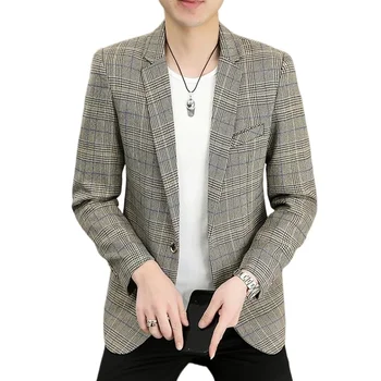 Модный пиджак в британском стиле с одной пуговицей, Повседневный Элегантный деловой Корейский вариант, Джентльменский тонкий Одинарный пиджак