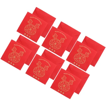 12 шт. Красных конвертов весеннего фестиваля в китайском стиле для денежных мешочков для новогодних подарочных почтовых пакетов Изображение 2