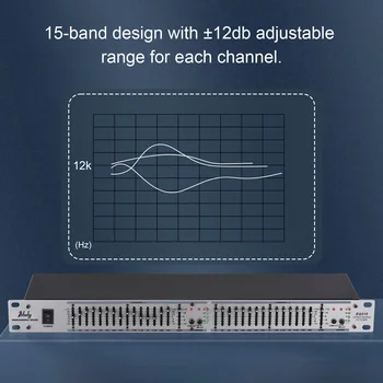 Btuty EQ-215 Двухканальный 15-полосный Эквалайзер 1U Для монтажа в стойку, 2-канальный Стереографический Эквалайзер