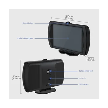 Многофункциональный автомобильный головной дисплей M90, HUD GPS, измеритель наклона, OBD-II, одометр скорости, автомобильные аксессуары Изображение 2