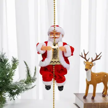 Санта Музыкальный Альпинист по веревке, лазающий по бусам, Санта Клаус, 9-дюймовые Электрические Поющие куклы, Альпинистская веревка, Рождественское украшение для дома