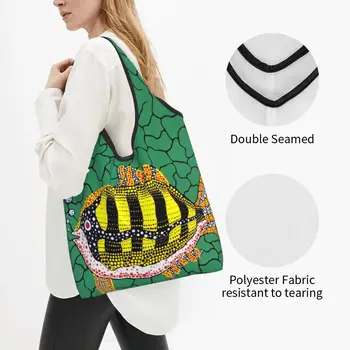 Каваи Яей Кусама, сумки для покупок в стиле абстрактного искусства, портативная сумка для покупок через плечо, для покупок в продуктовых магазинах Изображение 2