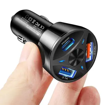 Автомобильное зарядное устройство 3 USB QC3.0, быстрая зарядка для iPhone 14 13 12 Samsung, адаптер для быстрого зарядного устройства для автомобиля Whola D6G9