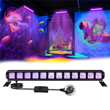 Светодиодная черная УФ-лампа 36 Вт, переключатель Blacklight Bar, Светящаяся в темноте, принадлежности для вечеринки на Хэллоуин, флуоресцентный плакат, сцена