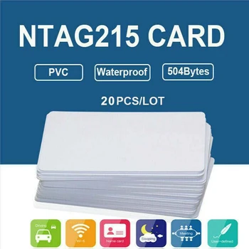 60шт NFC-карт Белая заготовка для NTAG215 ПВХ-бирки Waterpoof 504Bytes наклейка с чипом Изображение 2