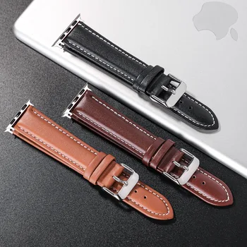 Ремешки из натуральной кожи Iwatch 6 для Apple Watch Series 5 40 мм Ремешок для Apple Watch 4 3 38 мм 42 мм 44 мм Ремешки Браслет