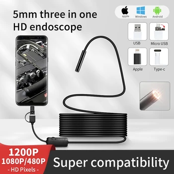 Эндоскоп Трубы 480P/1080P/1200P Камера 5,5 мм/8 мм Подходит Для Android Apple Мобильный Телефон Компьютерный Осмотр Трубы Автомобильный Эндоскоп