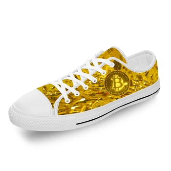 Dogecoin Doge Coin, криптовалюта Bitcoin, повседневная тканевая обувь с мультяшным рисунком, низкий верх, дышащие Легкие мужские женские кроссовки с 3D-принтом. Изображение 2