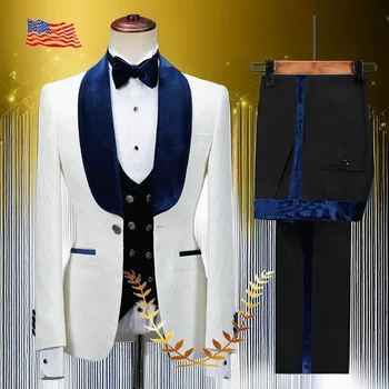 Элегантный мужской костюм с цветочным рисунком, приталенный свадебный смокинг, королевский синий бархатный пиджак с лацканами, вечерние костюмы жениха, костюм шафера, блейзер
