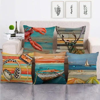 Простая Приморская наволочка Blue Ocean Beach Pillowscase, Декоративные подушки для кровати, подушки для двуспальной кровати 40x40 45x45 см
