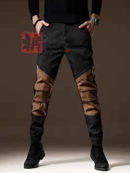 2023 Весенний мужской комбинезон в стиле пэчворк, мужские спортивные штаны для бега трусцой, военные Тактические брюки, повседневные Винтажные рабочие брюки-карго, мужские D30 Изображение 2
